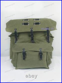 Germany Rucksack Mountain Trooper Large Capacity Canvas Backpack withLeather Strap