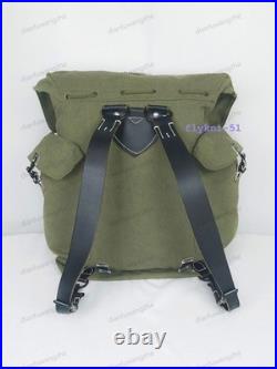 Germany Rucksack Mountain Trooper Large Capacity Canvas Backpack withLeather Strap