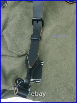 Germany Rucksack Mountain Trooper Large Capacity Canvas Backpack withLeather Strap