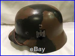 High Quality Brown Camo WWll M1940 German Army Helmet with Liner & Chinstrap WW2