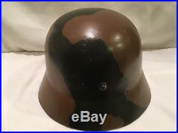 High Quality Brown Camo WWll M1940 German Army Helmet with Liner & Chinstrap WW2