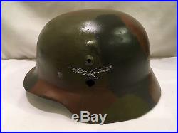 High Quality Green Camo WWll M1940 German Luftwaffe Helmet No Liner WW2