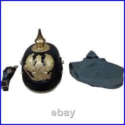 Imperial German Spiked Pickelhaube Officer Helmet with Cover-Repro b615