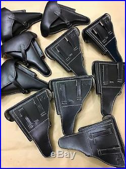 Lot of 10 WWII GERMAN LUGER P08 Hardshell BLACK LEATHER HOLSTER (10 units)