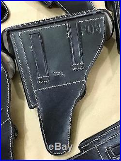 Lot of 10 WWII GERMAN LUGER P08 Hardshell BLACK LEATHER HOLSTER (10 units)