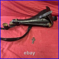 Luger P-08 8 inch Artillery Holster Stock Straps BLACK LEATHER w. Tool Stock