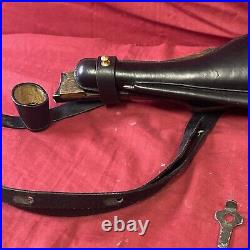 Luger P-08 8 inch Artillery Holster Stock Straps BLACK LEATHER w. Tool Stock