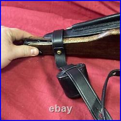 Luger P-08 8 inch Artillery Holster Stock Straps BLACK LEATHER w. Tool Stock
