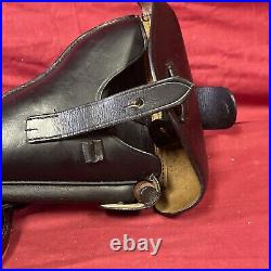 Luger P-08 8 inch Artillery Holster Stock Straps BLACK LEATHER w. Tool Stock