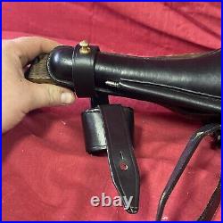 Luger P-08 8 inch Artillery Holster Stock Straps BLACK LEATHER w. Tool Stock