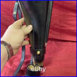 Luger P-08 8 inch Artillery Holster Stock Straps BLACK LEATHER w. Tool Stock