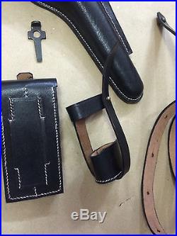 Luger P-08 8 inch Artillery Holster w. Stock Straps BLACK LEATHER