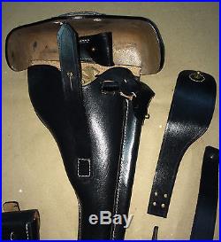 Luger P-08 8 inch Artillery Holster w. Stock Straps BLACK LEATHER