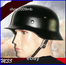 M35 M1935 Steel Helmet Retro Army Brilliant Black WW2 German Elite Army
