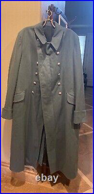 MENS L/XL WW2 or Post German Military Grey Green Wool Greatcoat Army Trench Coat