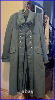 MENS L/XL WW2 or Post German Military Grey Green Wool Greatcoat Army Trench Coat