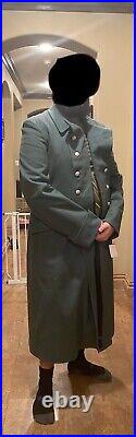 MENS L/XL WW2 or Post German Military Grey Green Wool Greatcoat Army Trench Coat