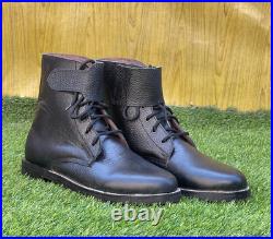 MEN'S GERMAN BLACK LEATHER BOOTS IN AMERICAN SOLE, COMBAT ANKLE SHOES All Size