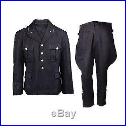 Men's Ww2 German Elite M32 Officer Black Wool Tunic And Breeches Size L