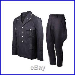 Men's Ww2 German Elite M32 Officer Black Wool Tunic And Breeches Size XL
