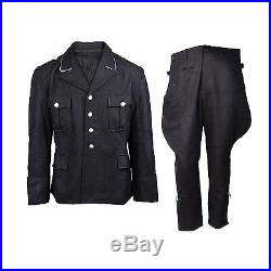 Men's Ww2 German Elite M32 Officer Black Wool Tunic And Breeches Size XXXL