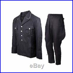 Men's Ww2 German Elite M32 Officer Black Wool Tunic And Breeches Size XXXL