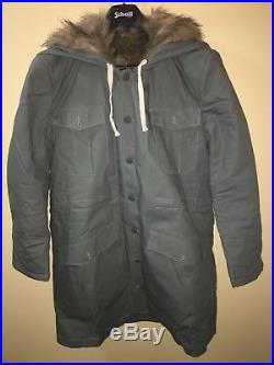 Mens Small M43 German WWII Mouse Grey Faux Fur Canvas Parka Coat