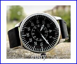 Mil-Tec Vintage Aviator Watch Black Dial Flieger Luftwaffe Pilot Quartz Mens