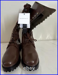 NEW WW2 German Michartin FLIGHT BOOTS Brown Leather Rubber Soles 9.5 Reenactment