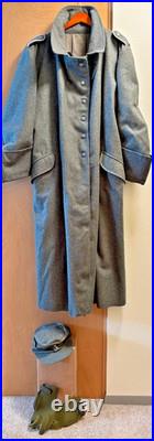 NEW WWII GERMAN Wehrmacht NCO OVERCOAT GREATCOAT-XL 58R with Field Cap & Gloves
