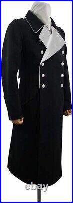 New Army German M32 Black Wool Officer Coat WW2 Repro Great Trench Jacket