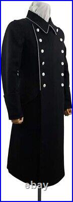 New Army German M32 Black Wool Officer Coat WW2 Repro Great Trench Jacket
