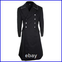 New German M32 Gabardine Officer Coat WW2 Repro Great Trench Black Army Jacket