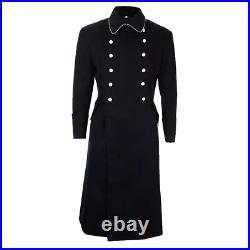 New German M32 Gabardine Officer Coat WW2 Repro Great Trench Black Army Jacket