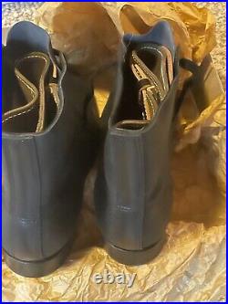 New Hessen-Antique German hobnail low boots ankle boots black leather & gaiters