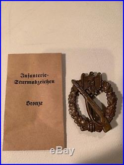 Original German Vintage Old WW2 Military Bronze Badge WithOriginal Issue Envelope