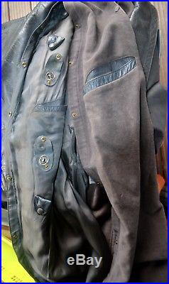 Original Old German First Lieutenant Leather Coat Wehrmacht military coat