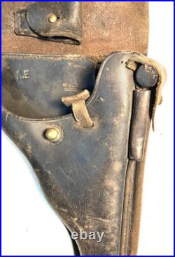 Original Pre-WWI Portuguese 3rd Model 1909 Manuel II M2 P. 08 Luger Black Leather