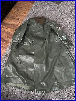 Original WW2 Era German Kradmantel Motorcyclist Rubberized Raincoat (Size 36)