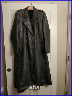 Original WW2 German leather greatcoat with dagger and dagger hanger