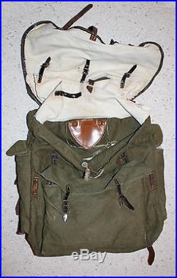 Original WWII German Army Elite Mountain Troops Leather & Canvas Rucksack
