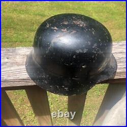 Origional Not Reproduction German Ww2 M40 Beaded Helmet Sz 64 Solid Cond