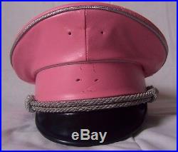 Pink Leather German Officers Cap Ww2 Hat Choose Your Size Offizier Leder Kappe