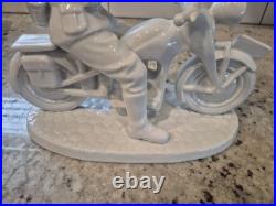 Porcelain Figurine Germany WW-2, Wehrmacht Soldier on Motorcycle, by Neundorf