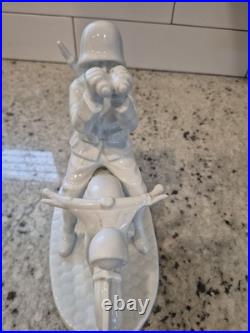 Porcelain Figurine Germany WW-2, Wehrmacht Soldier on Motorcycle, by Neundorf