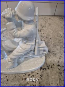 Porcelain Figurine Germany WW-2, Wehrmacht Soldier on Motorcycle, by Neundorf