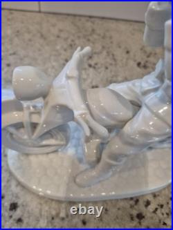 Porcelain Figurine Germany WW-2, Wehrmacht Soldier on Motorcycle, by Neundorf