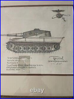 RARE! Rommel signed Framed limited edition print of Tiger 1 tank