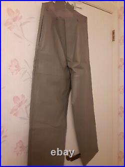 REPRO German Kriegsmarine U-Boat Grey Leather Overpants Sz 30W Operation Seawolf