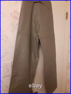 REPRO German Kriegsmarine U-Boat Grey Leather Overpants Sz 30W Operation Seawolf